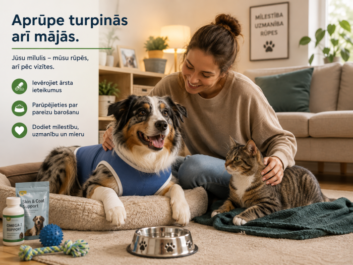 Aprūpe turpinās arī mājās